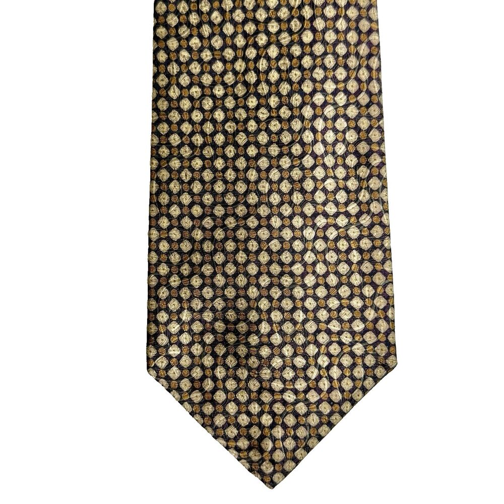 ROBERT TALBOTT Best Of Class Men's Silk Tie - Gold Tan Grey Geometric 57.5" x 4"